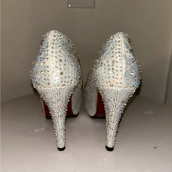 Falaili White Rhinestone Heels - Picture 2 of 5